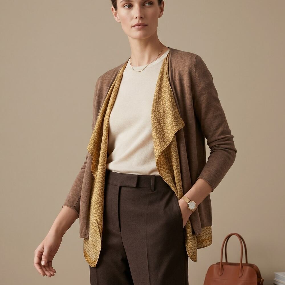 Subtle Luxury Draped Cardigan blouse Light brown Women'sSmall / Medium